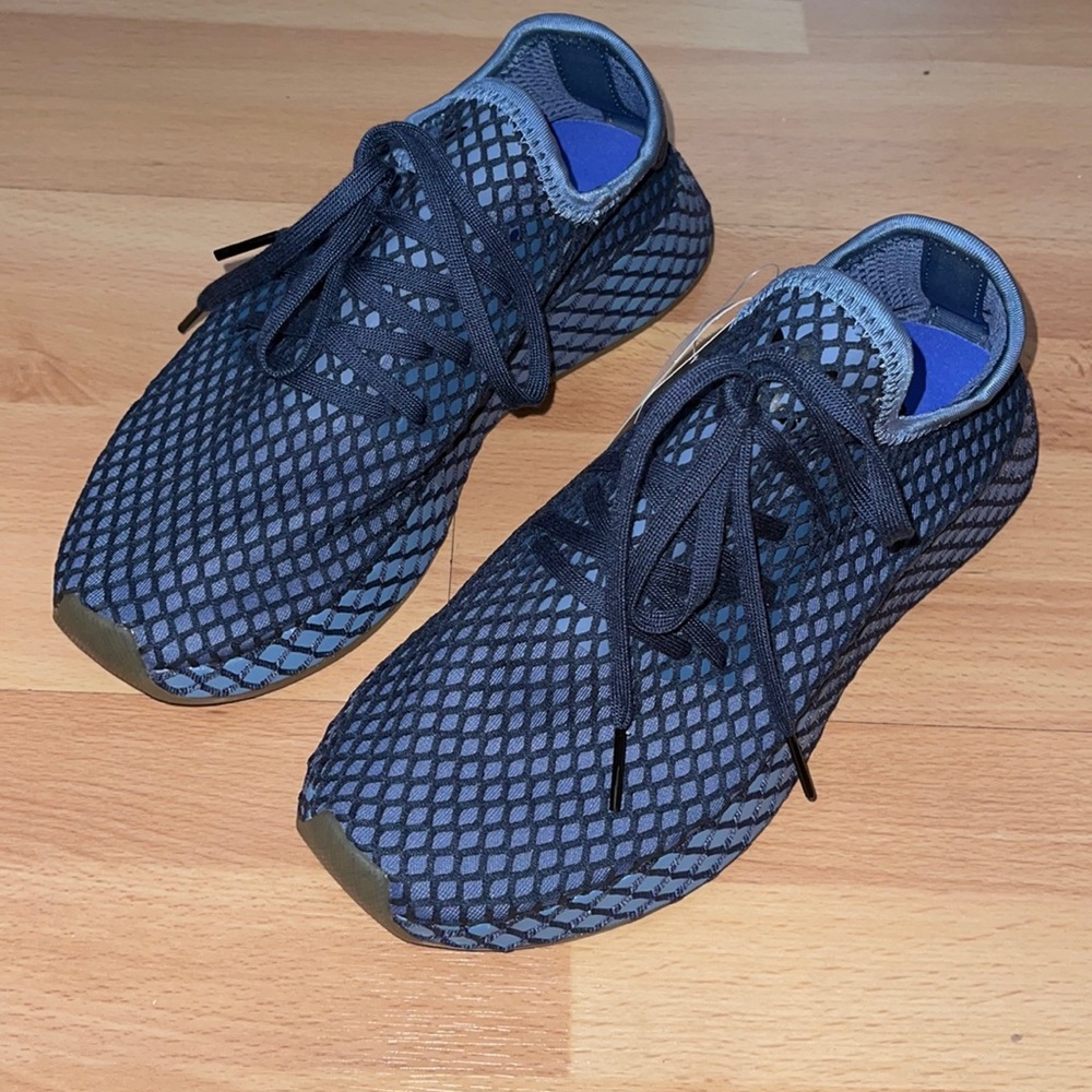 Blue adidas deerupt running sneakers